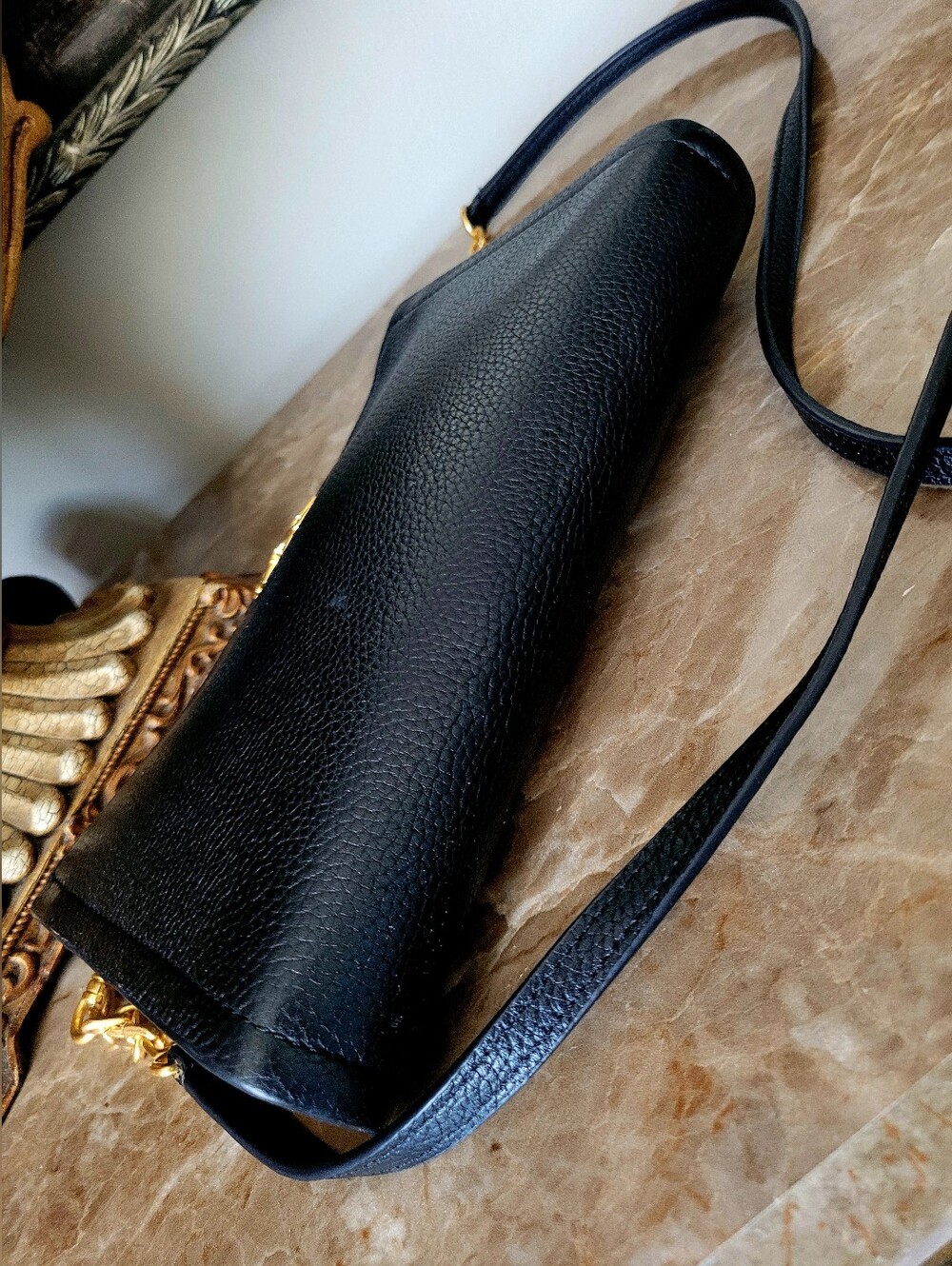 Tory Burch Carson Zip Top Pebbled Leather Crossbody in Black 9"×6"×1" - Picture 12 of 16